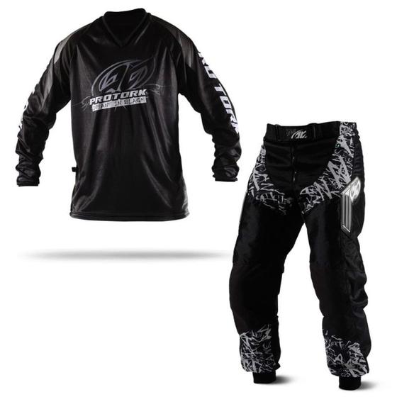 Imagem de Kit Motocross Trilha Calça E Camisa Pro Tork Insane In Black