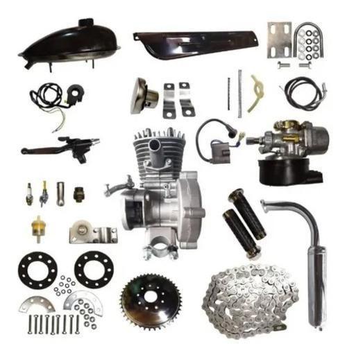 Imagem de Kit Motor 48Cc 2 Tempos Bicimoto Bicicleta Motorizada Prata