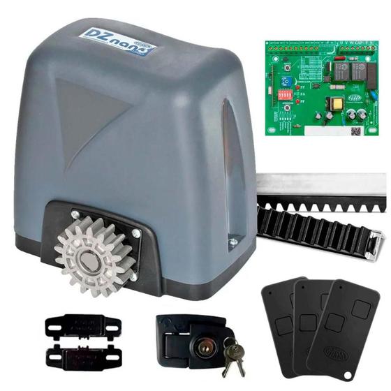 Imagem de Kit Motor Automatizador de Portão Eletrônico Dz Nano 1/4 Rossi Para portões até 600kg 2,5 Metros