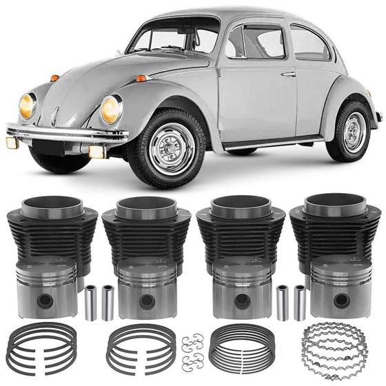 Imagem de Kit Motor Camisa Pistão Anel SP2 Fusca 1700 Ar 72 a 76 Gasolina 88mm Metal Leve