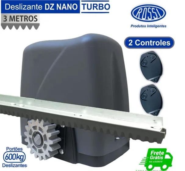 Imagem de Kit Motor Deslizante Portão Dz Nano Turbo Rossi 3 Mts