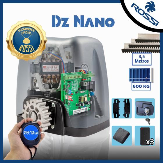 Imagem de Kit Motor Portão Rossi Dz Nano + 1 Tx Click 1 Controle 3,5m