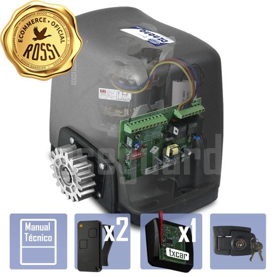 Imagem de Kit Motor Rossi 1/4CV Dz Nano Turbo 2 Control 1 Txcar Portão Eletrônico Deslizante 600kg