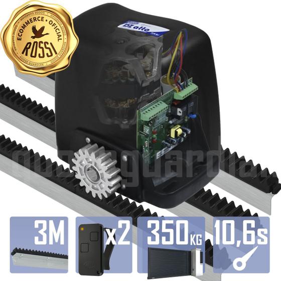 Imagem de Kit Motor Rossi Dz Atto Turbo 3m Crem 2 Control Portão Eletrônico Deslizante 350kg