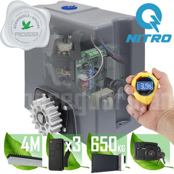 Imagem de Kit Motor Rossi Dz Nano Nitro 4m Crem 3 Control Portão 650kg