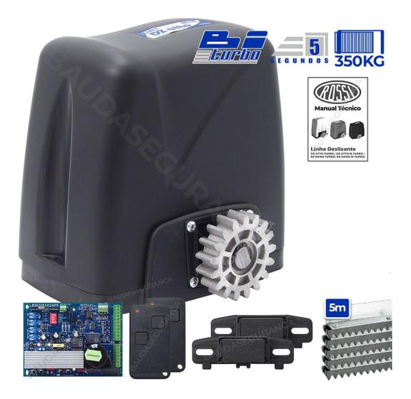 Kit Motor Rossi Portão Deslizante DZ Atto Biturbo 5m Cremalheira Portão 350kg 5s Menor preço em Kit Motor Rossi Portão Deslizante DZ Atto Biturbo 5m Cremalheira Portão 350kg 5s