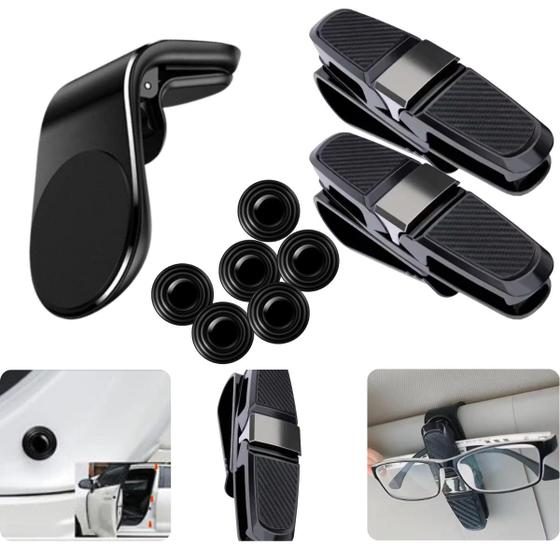 Imagem de Kit Motorista Suporte Celular Facilitando Corridas 2 Porta Óculos para Cartões Dinheiro Adesivo Protetor Para Portas