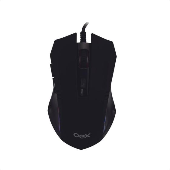 Imagem de Kit Mouse E Mousepad Arena 6 Botoes Led OEX Game MC102 Preto