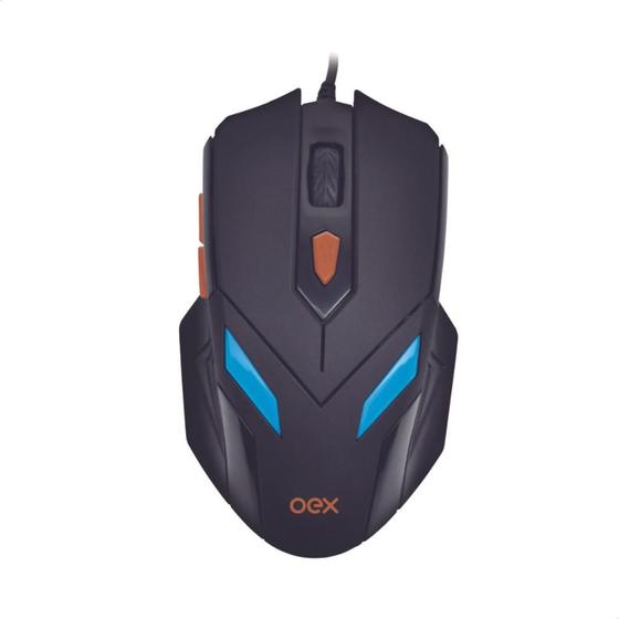 Imagem de Kit Mouse E Mousepad War 6 Botoes Led OEX Game MC100 Preto