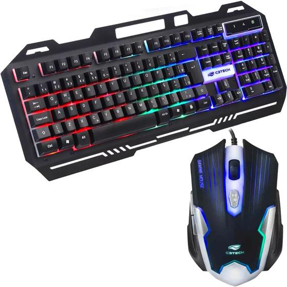 Imagem de Kit Mouse e Teclado Gamer PC USB ABNT2 Led RGB Iluminação