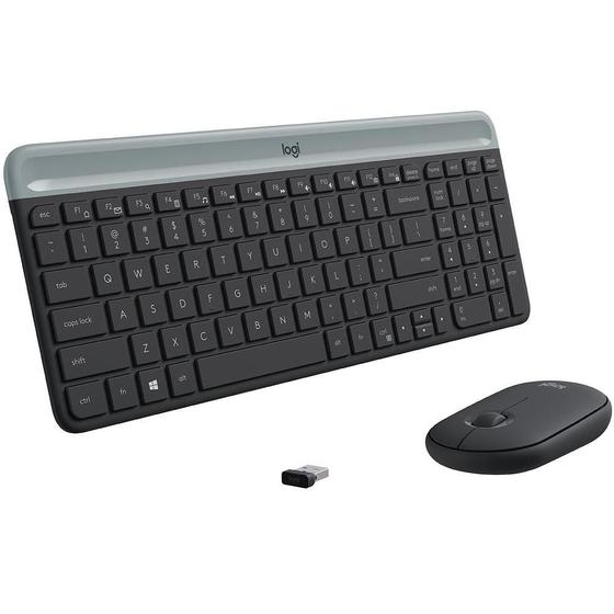 Kit Mouse E Teclado Logitech Mk470 Slim Sem Fio Usb Grafite Menor preço em Kit Mouse E Teclado Logitech Mk470 Slim Sem Fio Usb Grafite