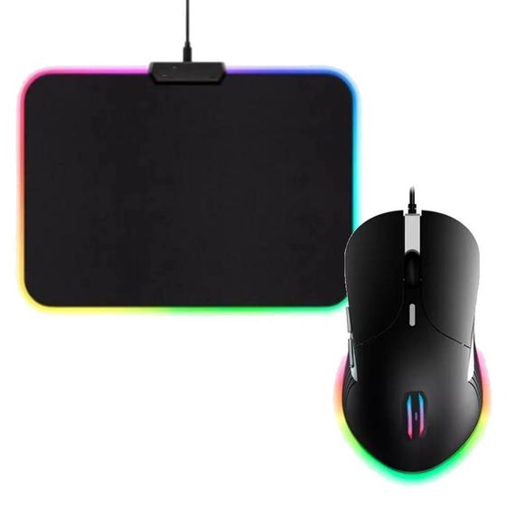 Imagem de Kit Mouse Gamer Lehmox Gt-M1 Led 3200 Dpi + Mouse Pad Preto