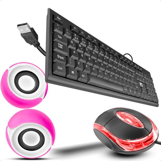 Imagem de Kit Mouse Óptico E Teclado Macio Usb Com Caixinhas De Som P2