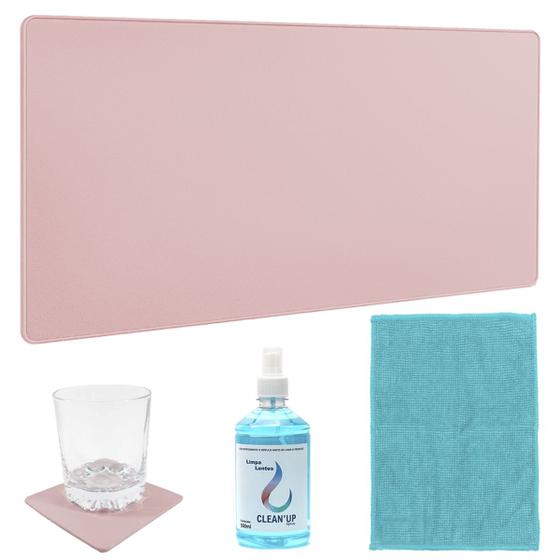 Imagem de Kit Mouse Pad 70x30cm + Spray + Microfibra e Porta Copo 10x10cm