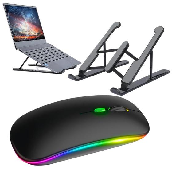 Imagem de Kit Mouse + Suporte Notebook De Plástico