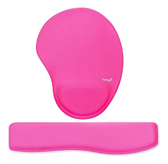 Imagem de Kit Mousepad   Apoio Ergonômico Teclado Rosa