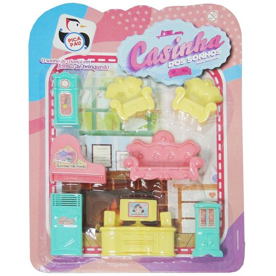 Imagem de Kit Móveis Infantil Casinha dos Sonhos, Sofá e Acessórios com 8 Peças Clássicas