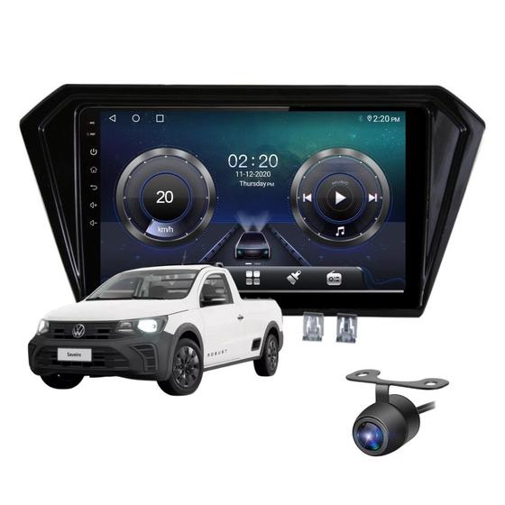 Imagem de Kit Mp5 Combat Saveiro Carplay Android Auto + Câmera de Ré