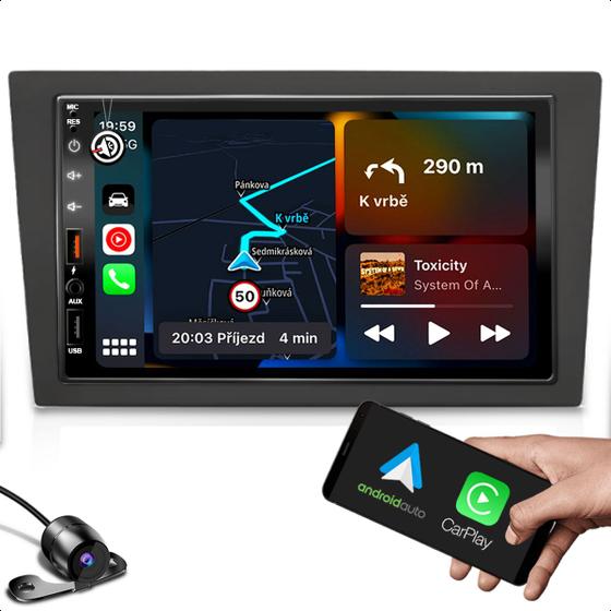 Imagem de Kit mp5 Multimidia MP5 Bluetooth Carplay 2 entradas usb + Moldura 7 Polegadas Compativel com VECTRA, MERIVA, MONTANA E CORSA + Camera de ré