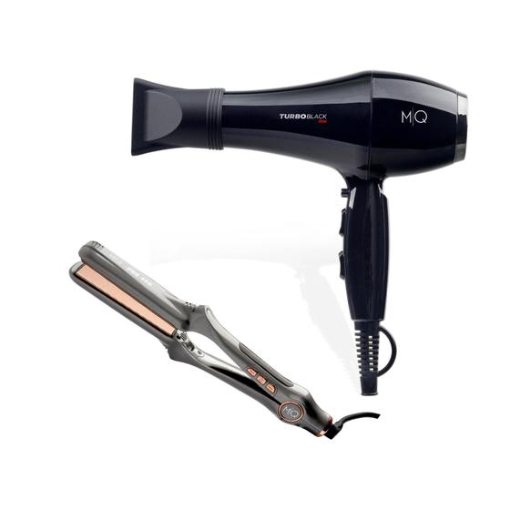Imagem de Kit mq - secador cabelo mq turbo black 2400w 127v + chapinha prancha alisadora mq pro 480