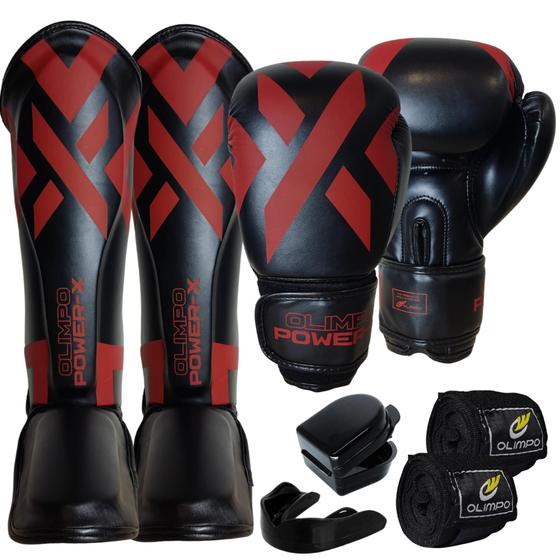 Imagem de Kit Muay Thai - Luva - Caneleira - Bandagem - Bucal - Case