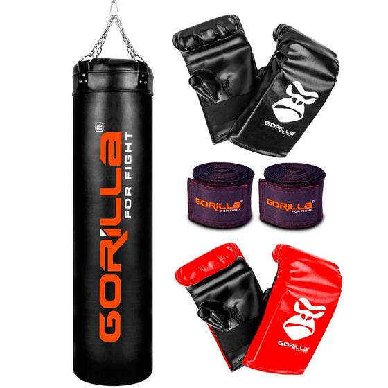 Kit Muay Thai Saco De Pancada Grande 180 cm + 02 Pares de Luvas Bate Saco + Bandagem Elástica Gorilla Menor preço em Kit Muay Thai Saco De Pancada Grande 180 cm + 02 Pares de Luvas Bate Saco + Bandagem Elástica Gorilla