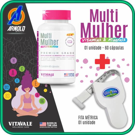 Imagem de Kit Multi Mulher Multivitaminico Vitavale 60C + Fita Mética