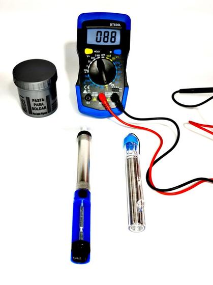 Imagem de Kit Multimetro Digital 830L Com Visor Lcd + Estanho + Pasta De Solda + Estanho