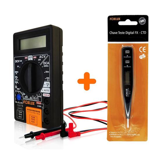 Kit Mult metro Digital Com Testador Com Chave Teste Digital 12V 220V 