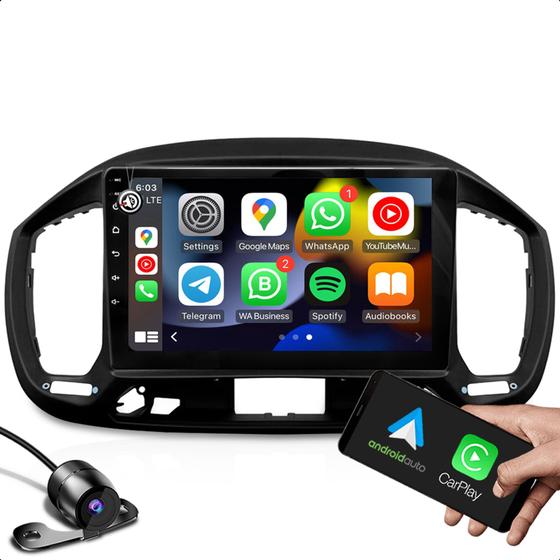 Imagem de Kit multimidia 2 din 2 GB android carplay Bluetooth GPS wifi + moldura de 9 polegadas + camera de ré