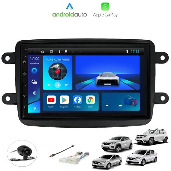 Imagem de Kit Multimidia 2 Din MP5 Android Renault Captur Duster Kwid Logan Sandero Android Auto Apple CarPlay