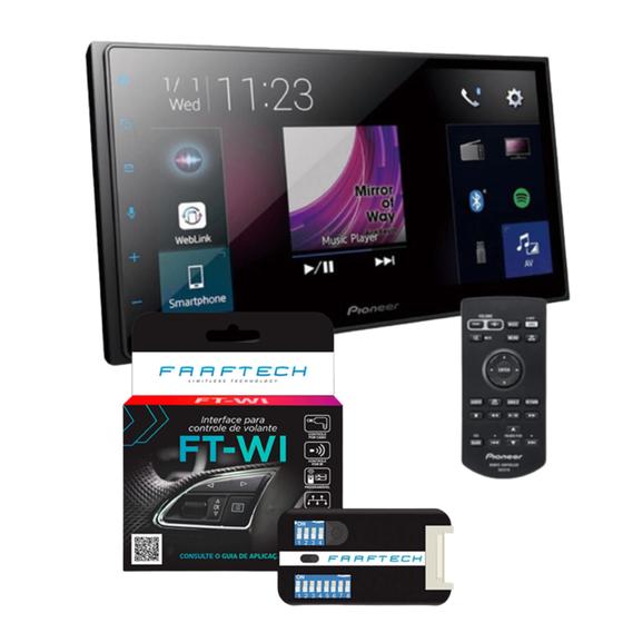 Imagem de KIT Multimídia 2 Din Pioneer DMH-Z5380TV Tela Touch de 6,8pol + Interface para Controle de Volante Faaftech FT-WI