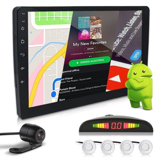 Imagem de Kit Multimídia 9 Polegadas Android + Câmera Ré + Sensor Ré Branco Corsa 1994 1995 1996 1997 USB Bluetooth