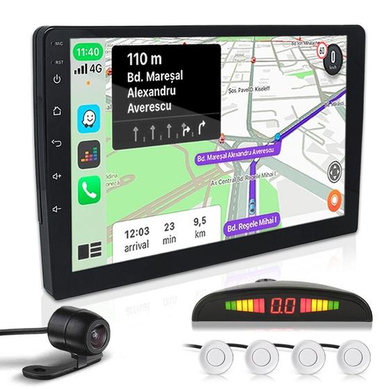 Imagem de Kit Multimídia 9 Polegadas + Câmera Ré + Sensor Ré Branco Spacefox 2010 2011 2012 2013 USB Bluetooth