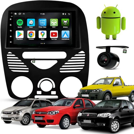 Imagem de Kit Multimidia Android 7 Pol Strada/Siena/Weekend/Palio 2004 05 06 07 08 09 10 2011 Preto Fosco