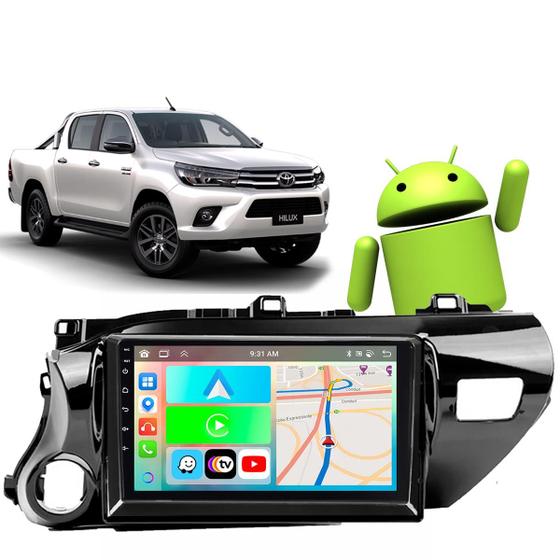 Imagem de Kit multimidia android 9" hilux 16/22 black piano toyota car