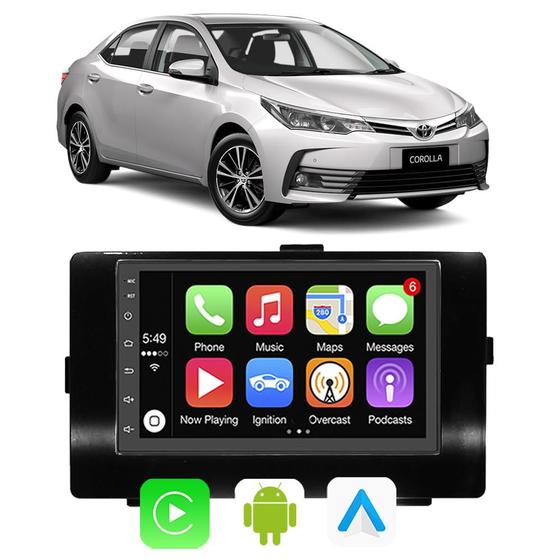 Imagem de Kit Multimidia Android Auto Carplay Corolla 2018 2019 7" Voz Google Siri Tv Online Bluetooth Gps