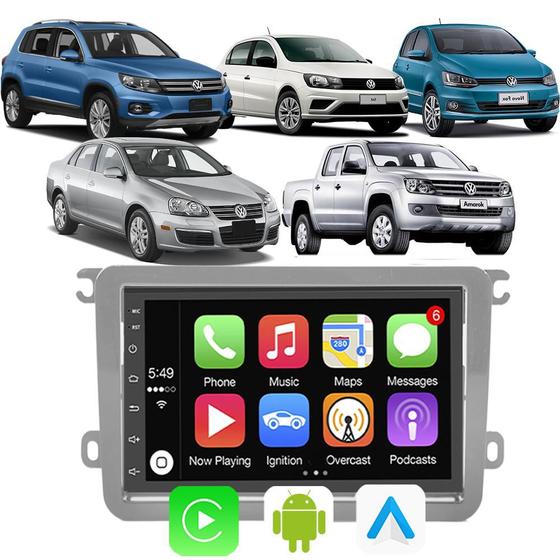 Imagem de Kit Multimidia Android Auto Carplay Gol G7 Fox Amarok Jetta Passat Tiguan 7" Voz Google Siri Gps Tv