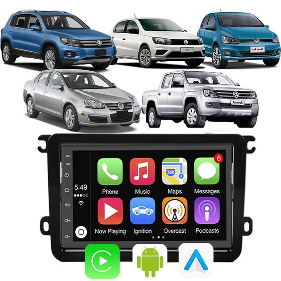 Imagem de Kit Multimidia Android Auto Carplay Gol G7 Fox Amarok Jetta Passat Tiguan 7" Voz Google Siri Gps Tv