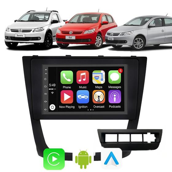 Imagem de Kit Multimidia Android Auto Carplay Gol Saveiro G5 2008 2009 2010 A 2012 7" Voz Google Siri