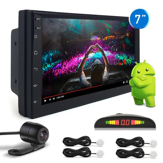 Imagem de Kit Multimídia Android + Câmera Ré + Sensor Ré Branco Fiat Bravo 2010 2011 2012 2013 2014 Bluetooth 7 Polegadas Espelhamento