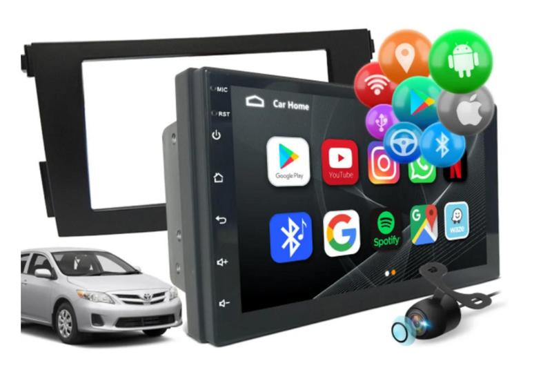 Imagem de Kit Multimidia Android Corolla 2009-2013  Wifi + Moldura E Câmera Ré Carplay e Android Auto sem fio