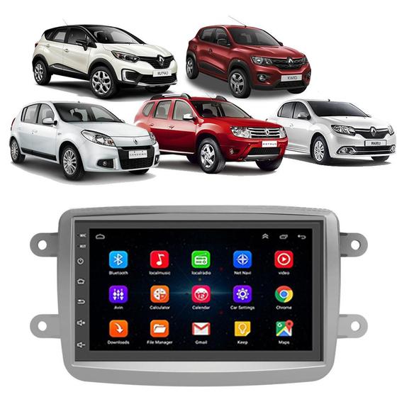 Imagem de Kit Multimídia Android Kwid Duster Sandero Captur Logan 7" Tv Online GPS Integrado Bluetooth