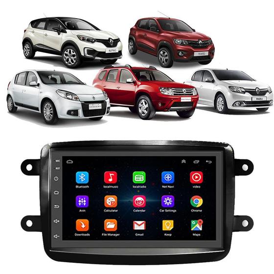 Imagem de Kit Multimídia Android Kwid Duster Sandero Captur Logan 7" Tv Online GPS Integrado Bluetooth