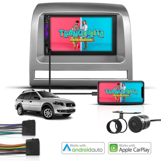 Imagem de Kit Multimidia Bt 2 Din Mp5 Carplay e Android Palio até 2012