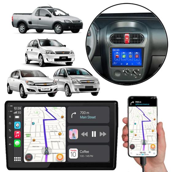 Imagem de Kit Multimidia Carplay 9 Pol Corsa Montana 2002 a 2012 MP5 Comando De Voz via Google e Siri 