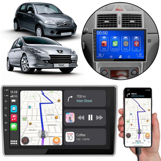 Imagem de Kit Multimidia Carplay 9 Pol Peugeot 307 Citroen C3 MP5 + Câmera e Moldura