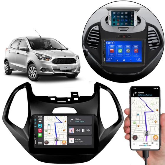 Imagem de Kit Multimídia Carplay Ford Ka 2015 2016 2017 7 Pol MP5 Touch-screen + Câmera