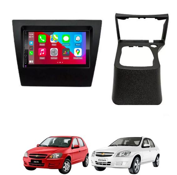 Imagem de Kit Multimídia Celta Prisma 2006 até 2015 7 Pol CarPlay AndroidAuto USB SD Rádio Bt