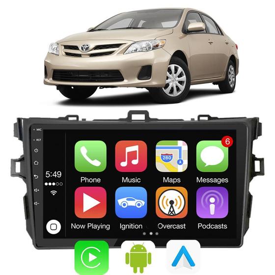 Imagem de Kit Multimidia Corolla 2009 10 11 12 13 2014 9" Android Auto CarPlay Google Assistente e Siri